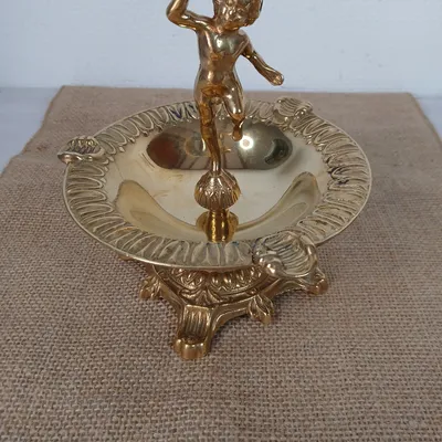 Cendrier décoration chérubin en laiton 